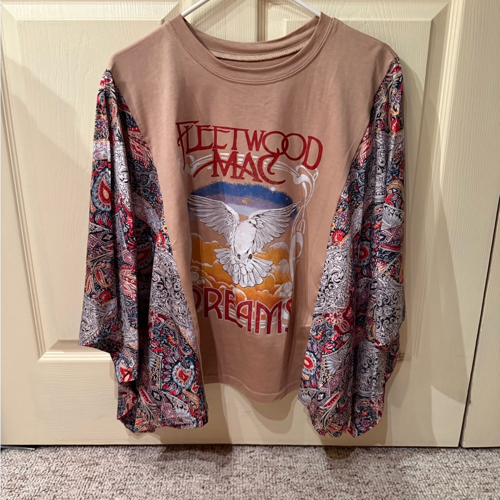 Fleetwood Mac Graphic Tee with Paisley Sleeves